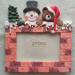 Prinz 6" X 4" Winter Picture Photo Frame Christmas Brick Snowman Tree